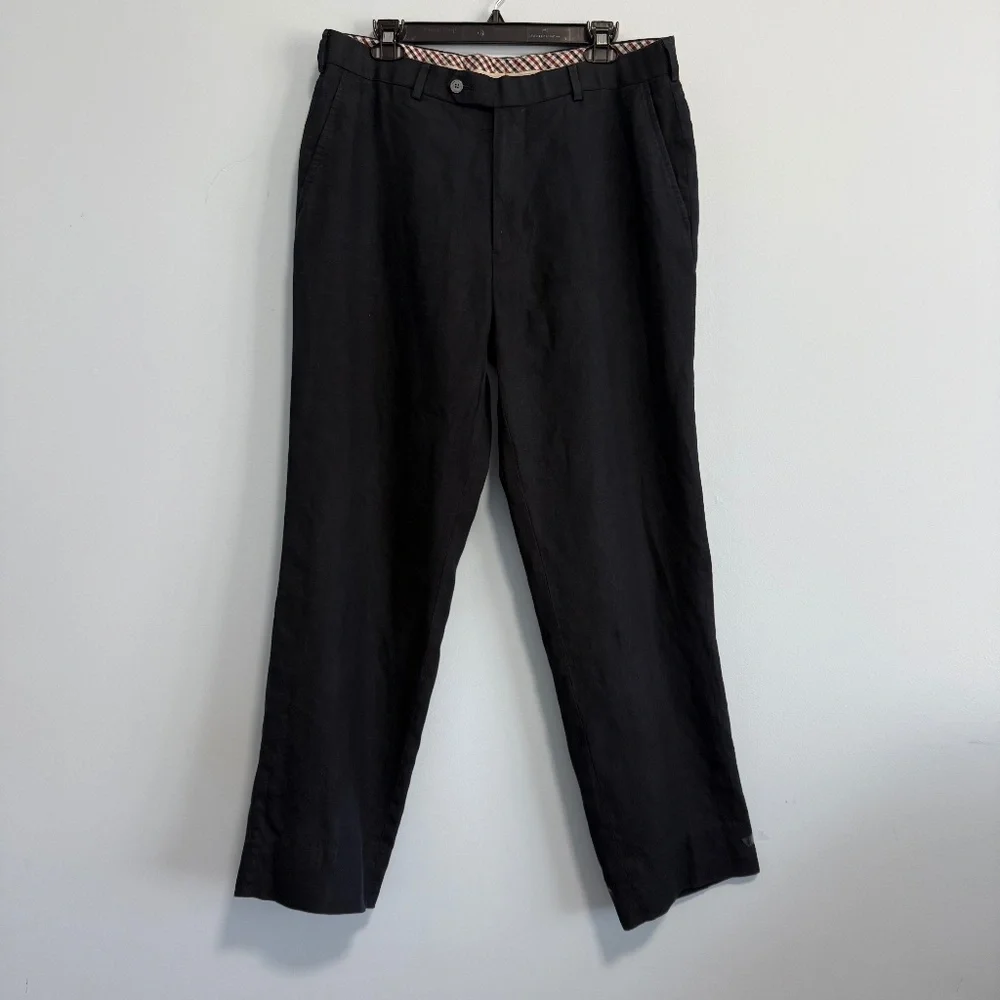 Brooks Brothers‎ Fitzgerald Men’s 100% Linen Navy Pants Size 43L/W37